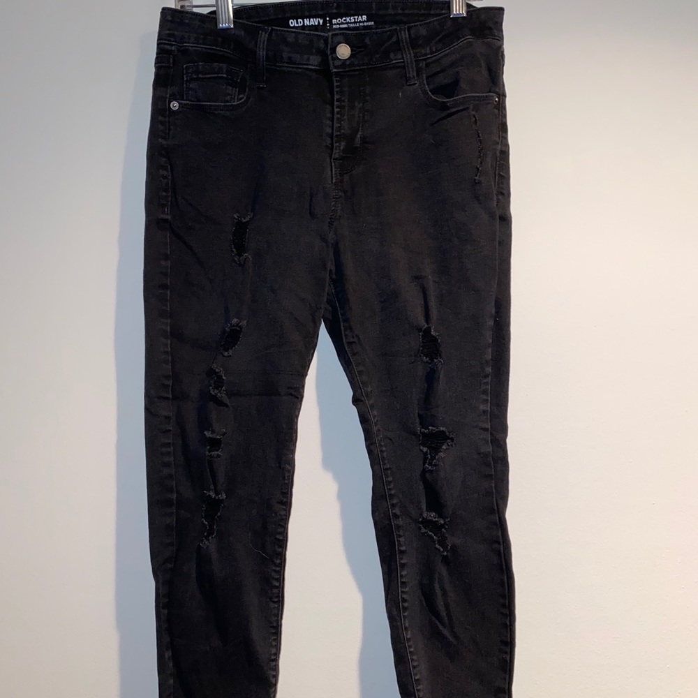 Black Old Navy Rockstar Ripped Jeans